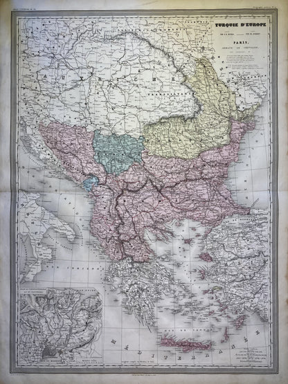 Carte ancienne de la Turquie d'Europe par A.H. Dufour