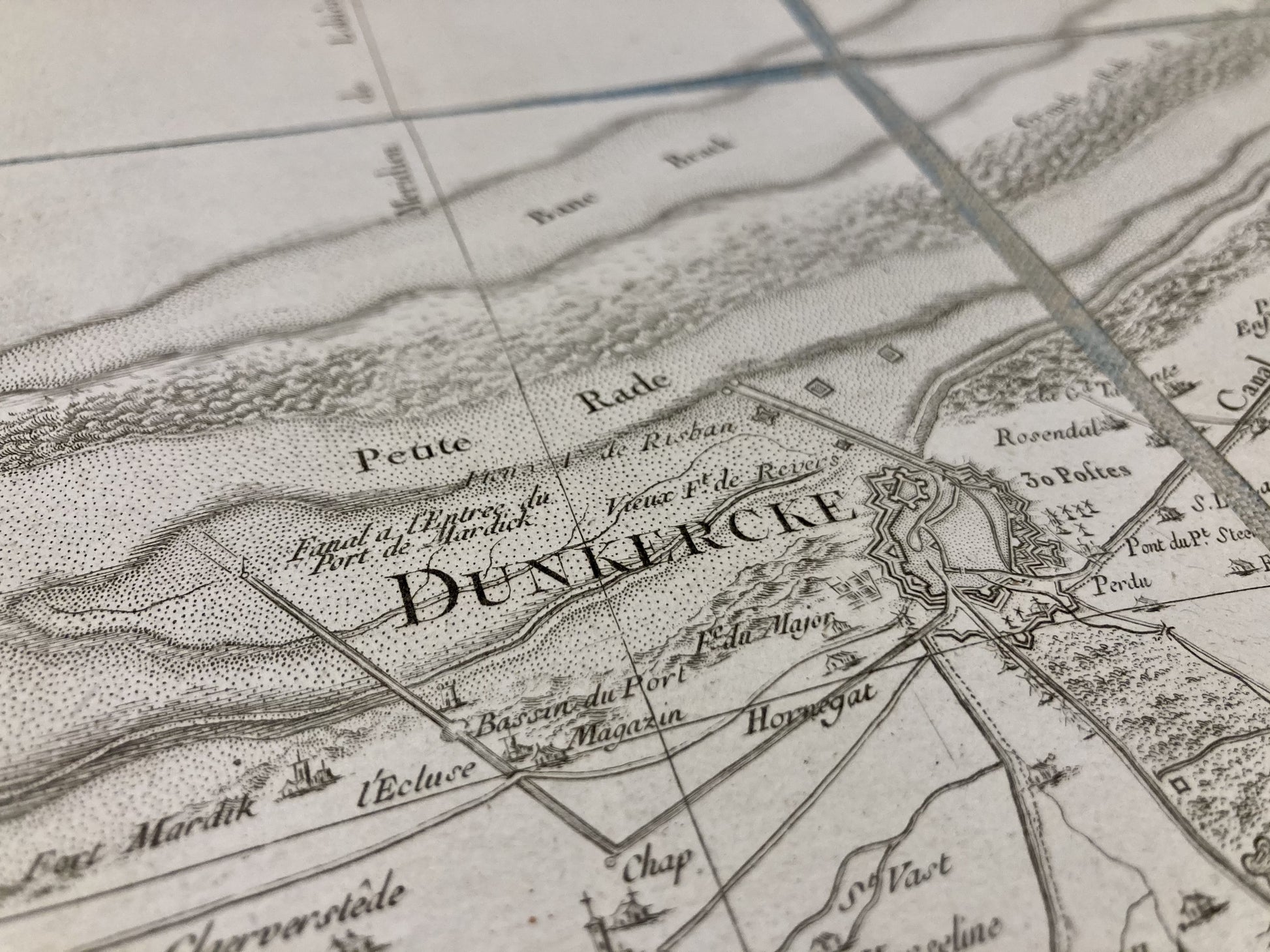 Détail de la carte de Cassini de Dunkerque