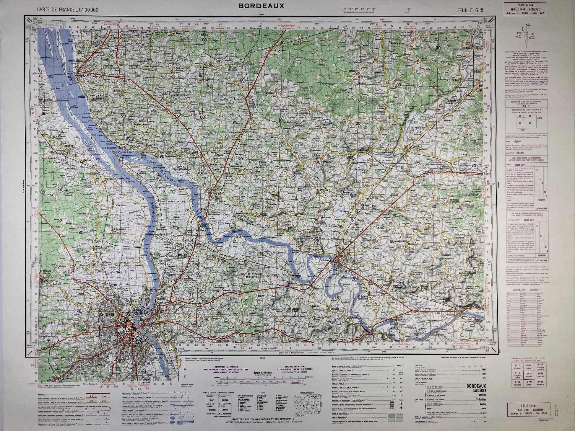 Carte IGN ancienne de Bordeaux