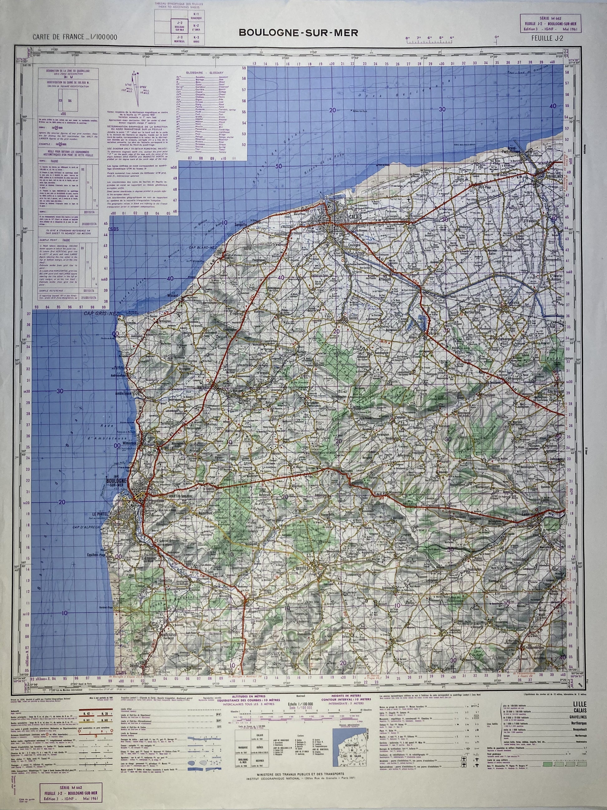 Carte IGN ancienne de Boulogne-sur-Mer