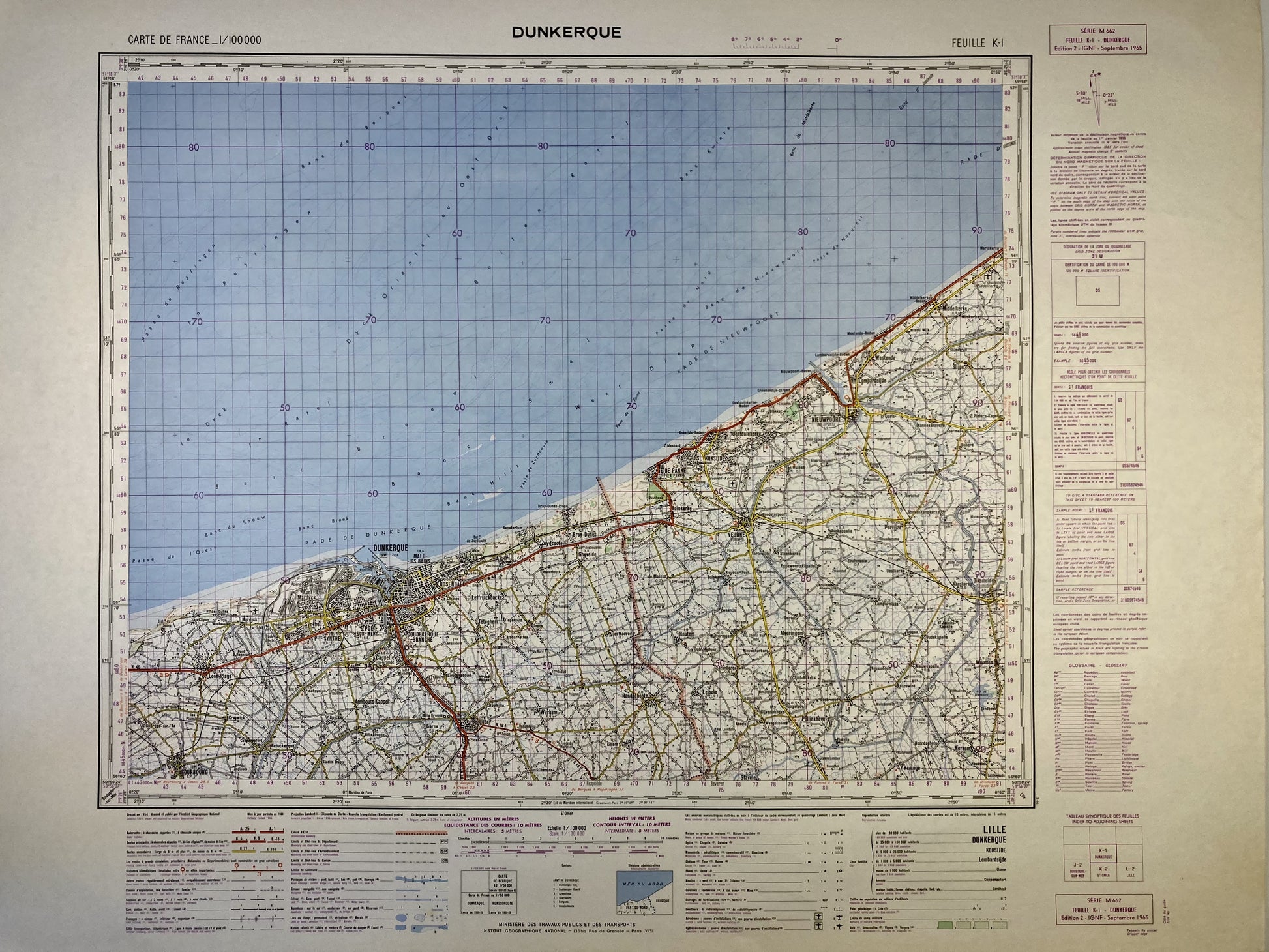 Carte IGN ancienne de Dunkerque