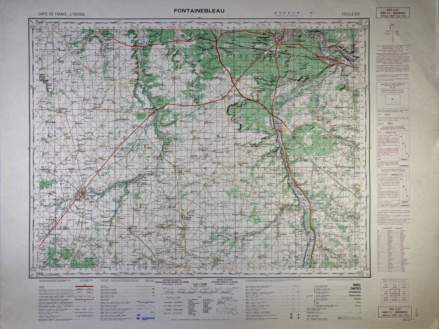 Carte IGN ancienne de Fontainebleau