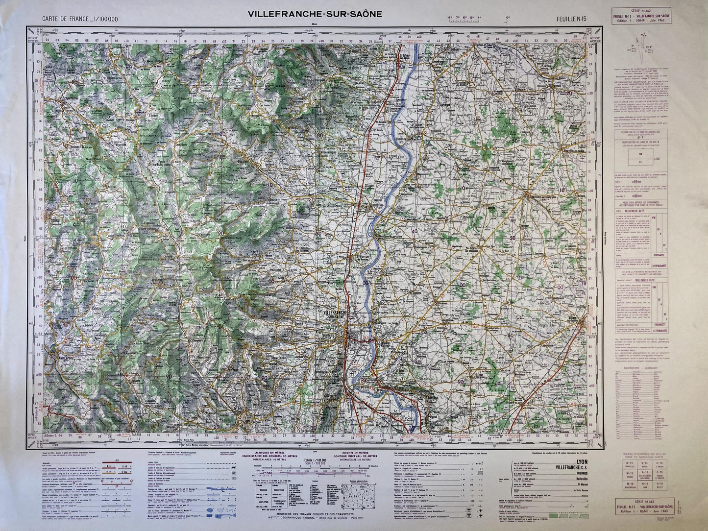 Carte IGN ancienne de Villefranche-sur-Saône