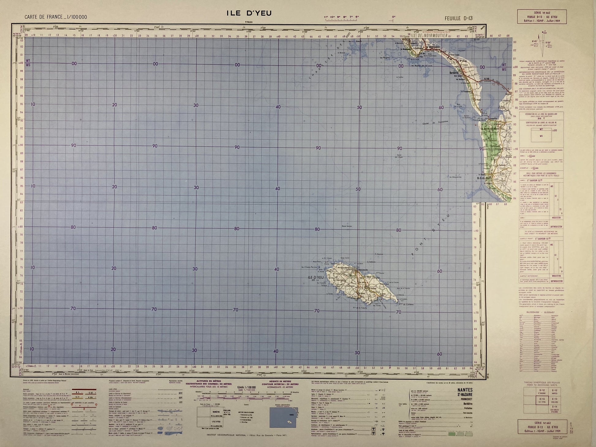 Carte IGN ancienne de l'Île d'Yeu