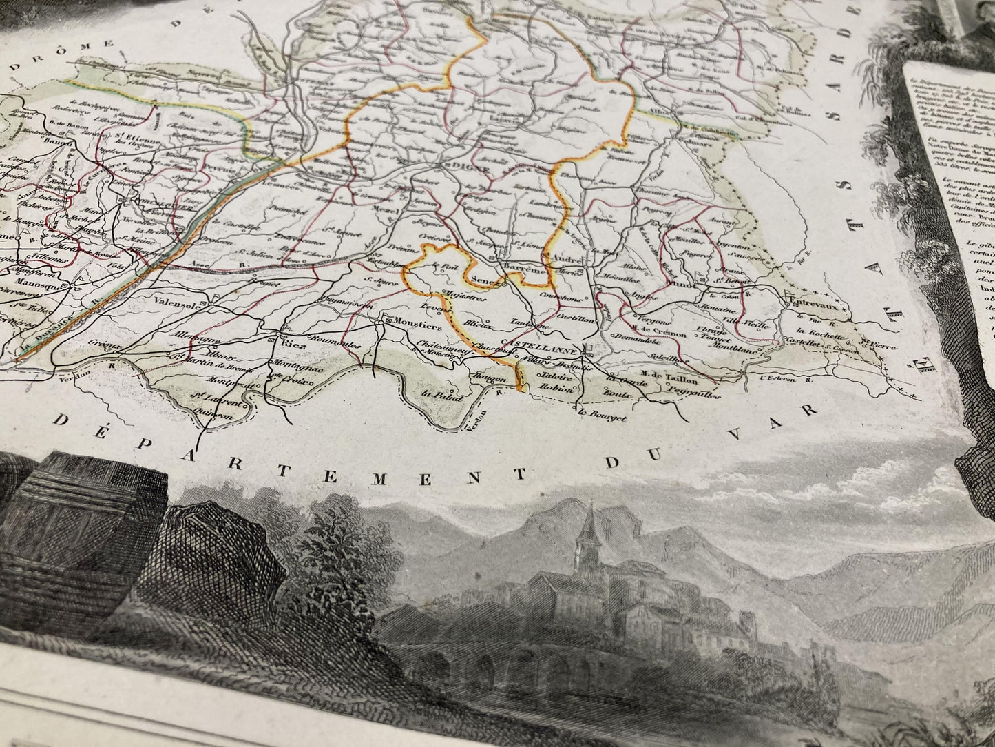 Gravure carte ancienne des Alpes-de-Haute-Provence