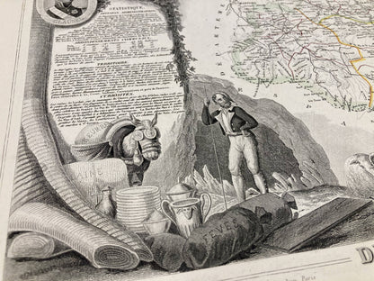 Détail de la carte ancienne illustrée de l'Ariège