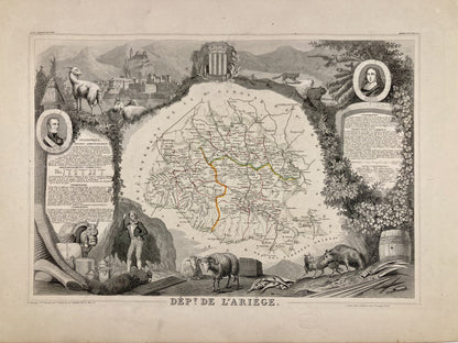 Carte ancienne illustrée de l'Ariège 3