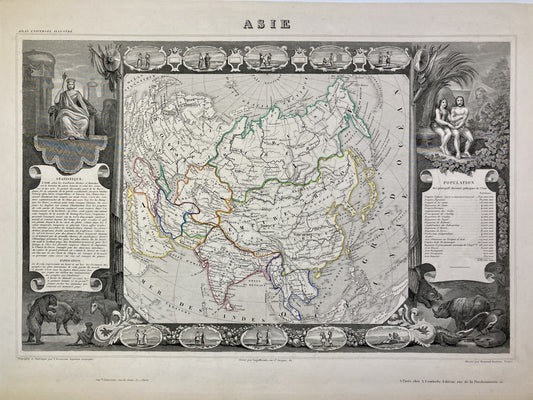 Carte ancienne de l'Asie illustrée