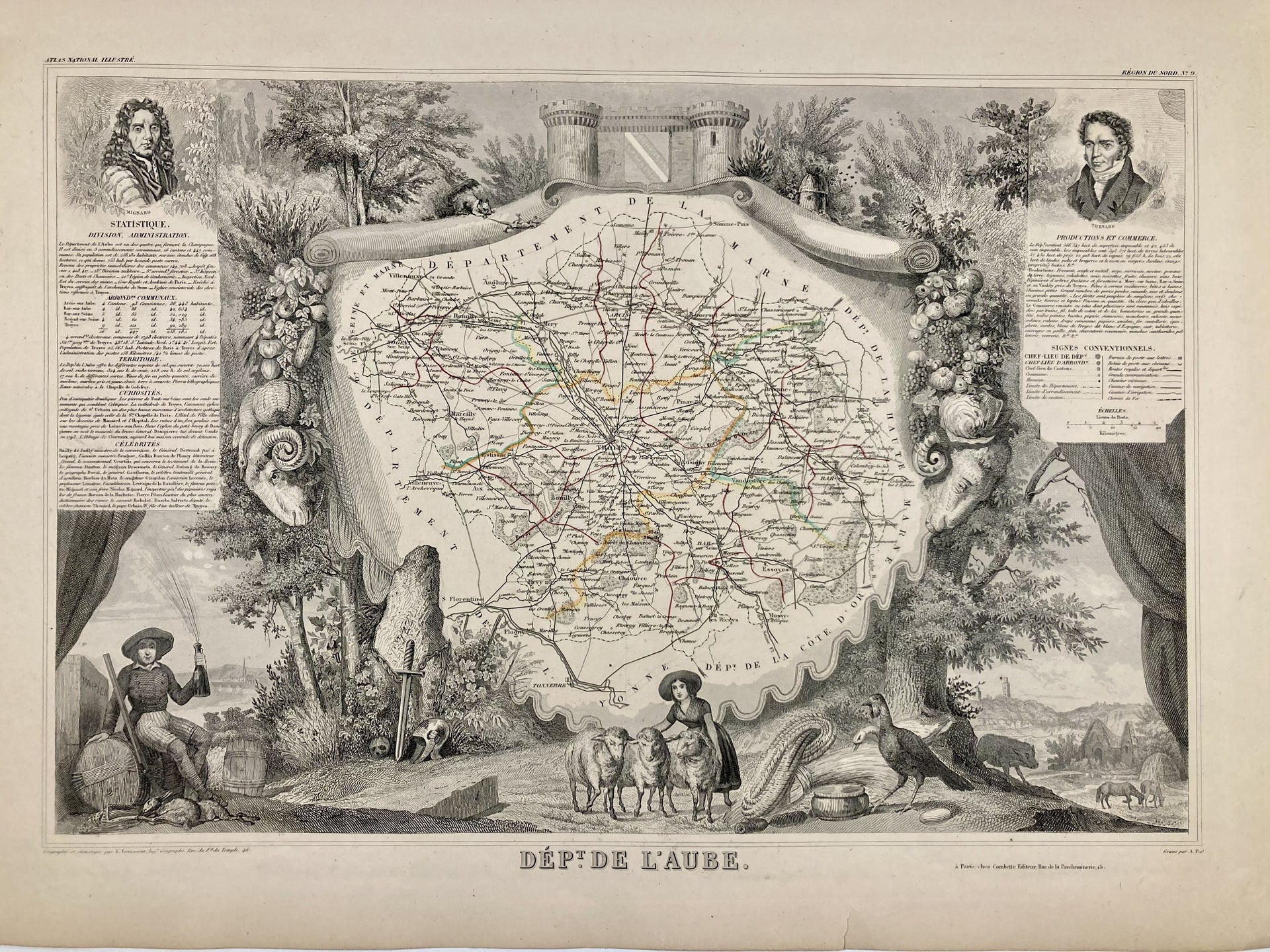 Antique map of Aube by Levasseur