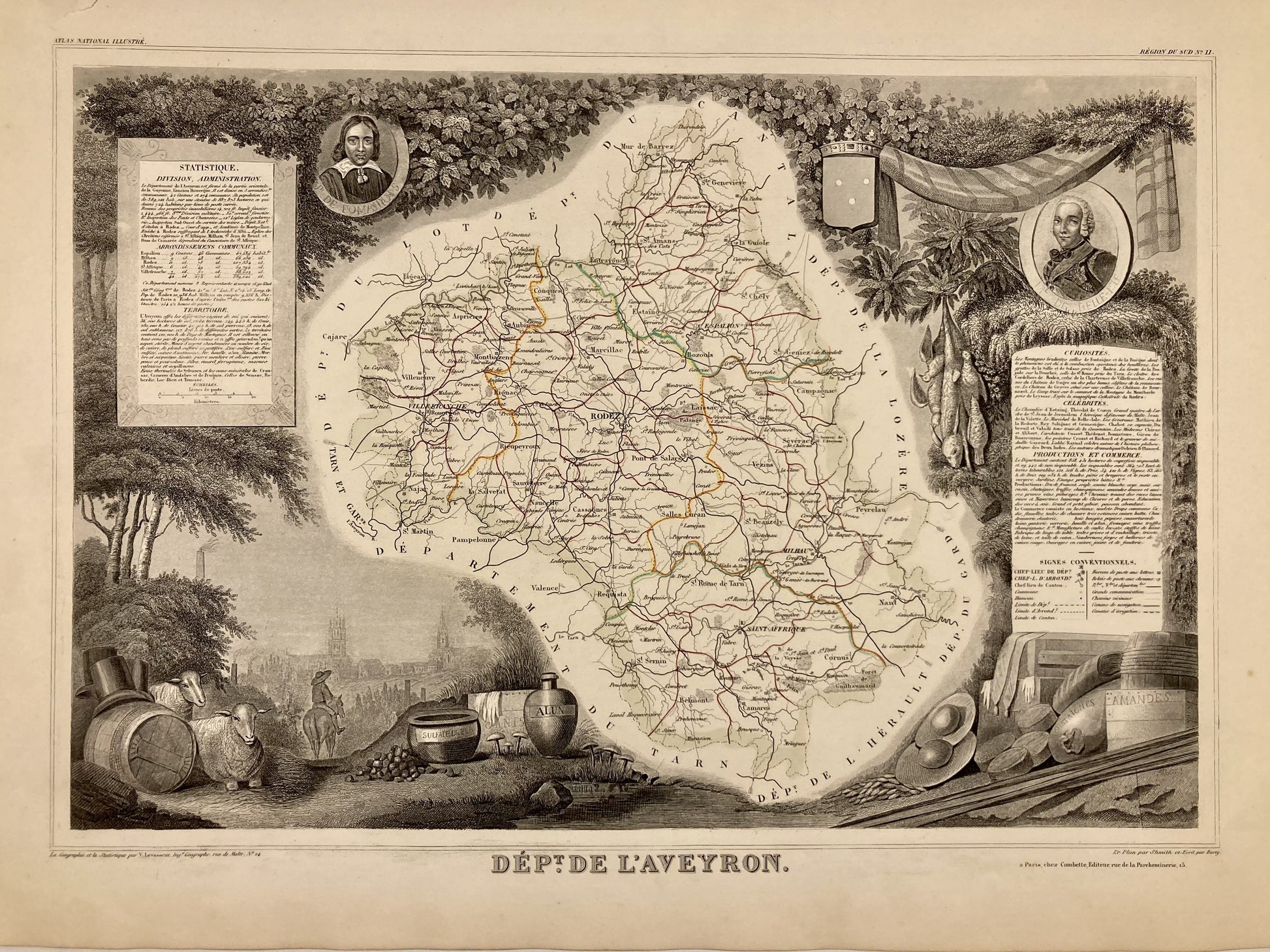 Carte ancienne illustrée de l'Aveyron 3