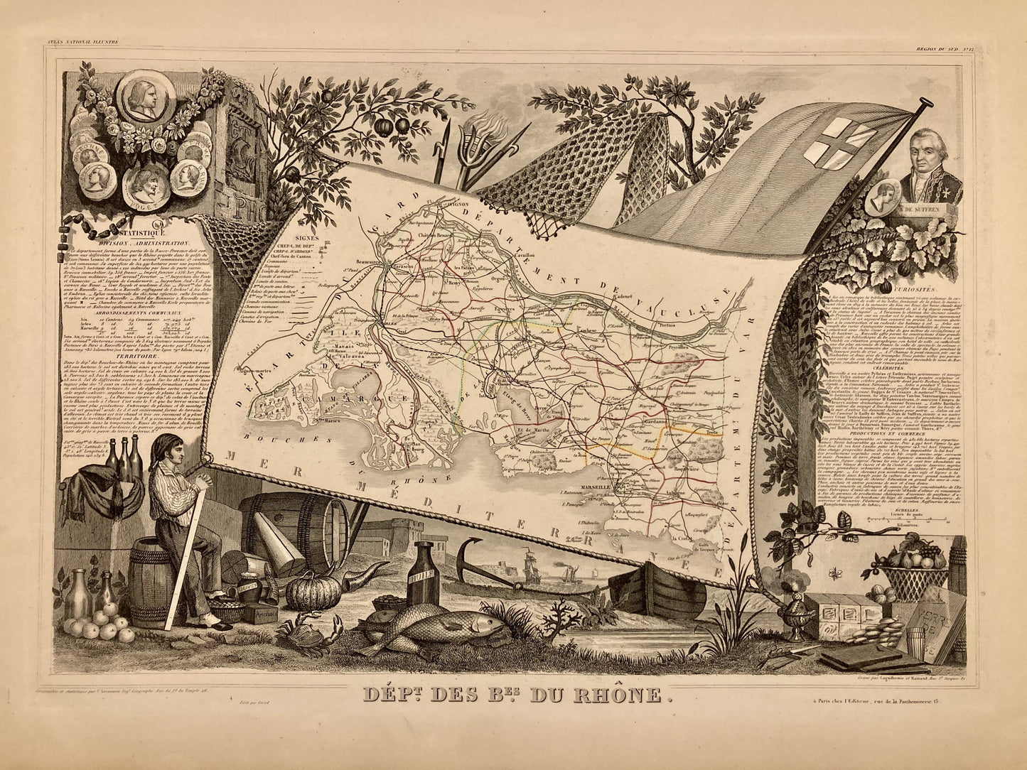 Carte ancienne illustrée des Bouches-du-Rhône 4
