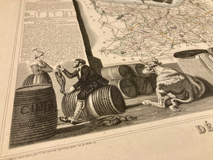 Détail de la carte ancienne illustrée du Calvados