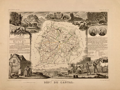 Carte ancienne illustrée du Cantal 3