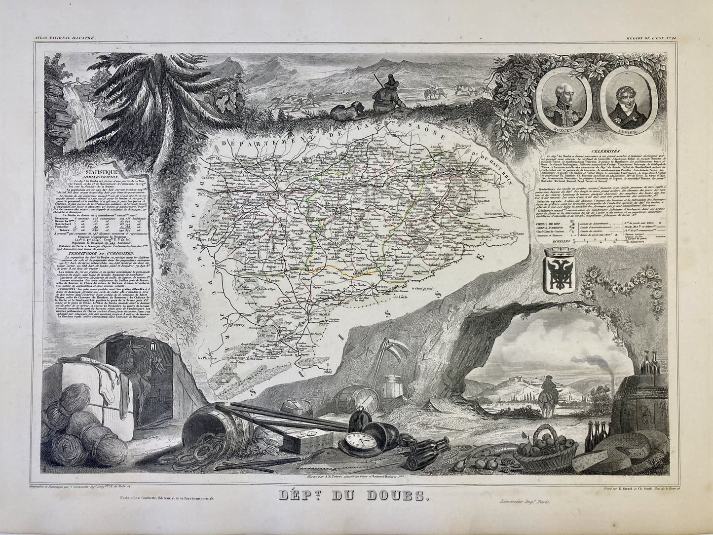 Carte ancienne illustrée du Doubs 4