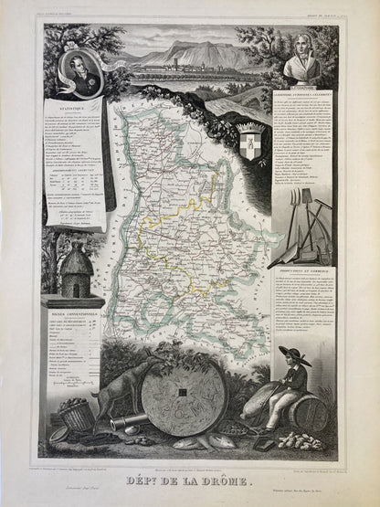 Carte ancienne illustrée de la Drôme 3
