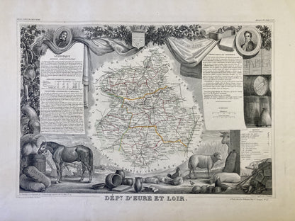 Carte ancienne illustrée de l'Eure-et-Loir 1