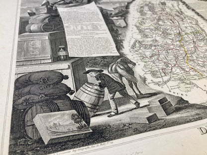 Détail de la carte ancienne illustrée du Haut-Rhin