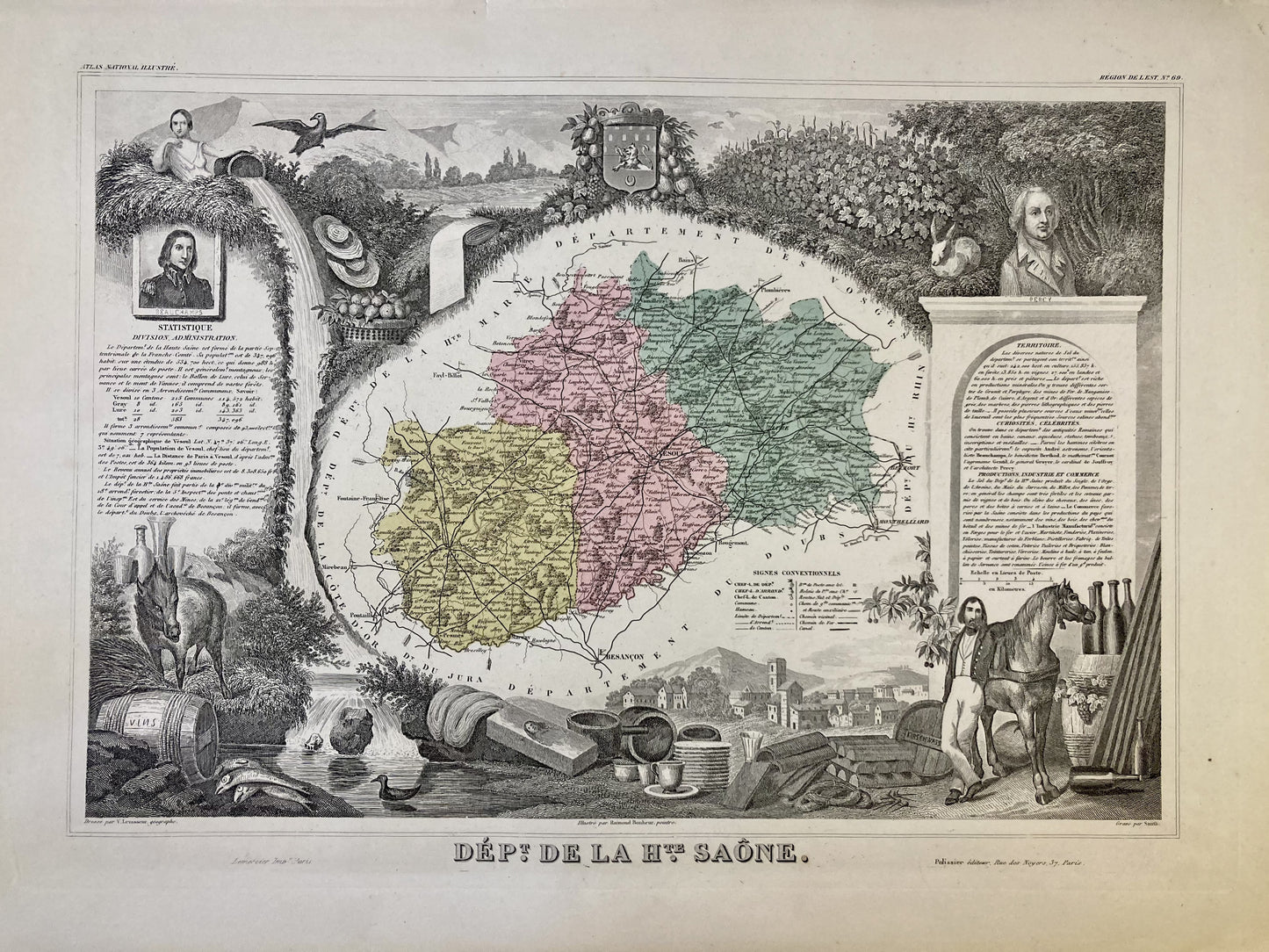 Carte ancienne illustrée de la Haute-Saône 4