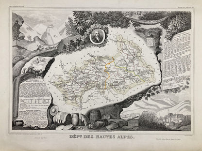 Carte ancienne illustrée des Hautes-Alpes 3
