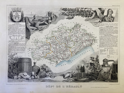 Carte ancienne illustrée de l'Hérault 3
