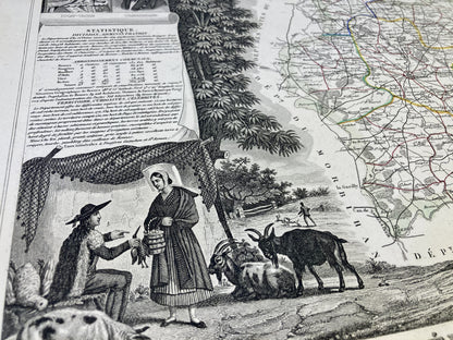 Détail de la carte ancienne illustrée de l'Ille-et-Vilaine