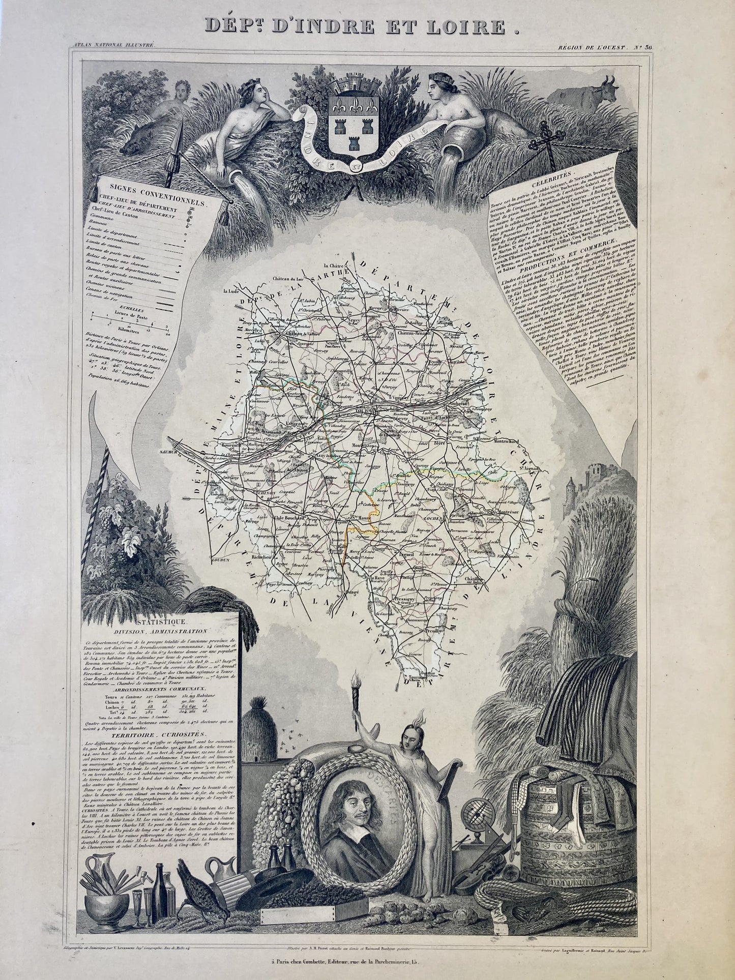 Carte ancienne illustrée de l'Indre-et-Loire 4