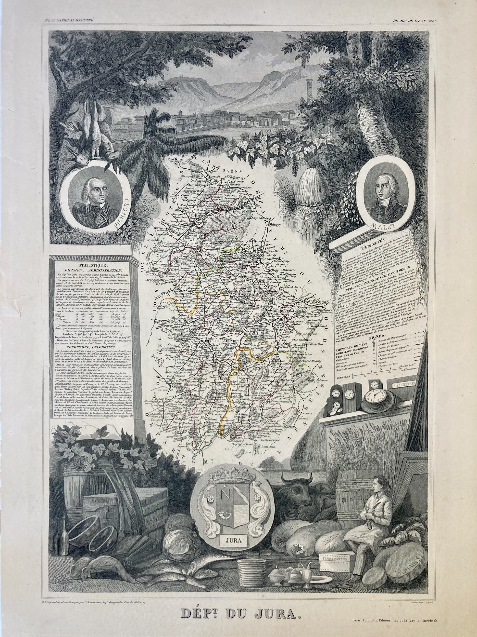Carte ancienne illustrée du Jura 4
