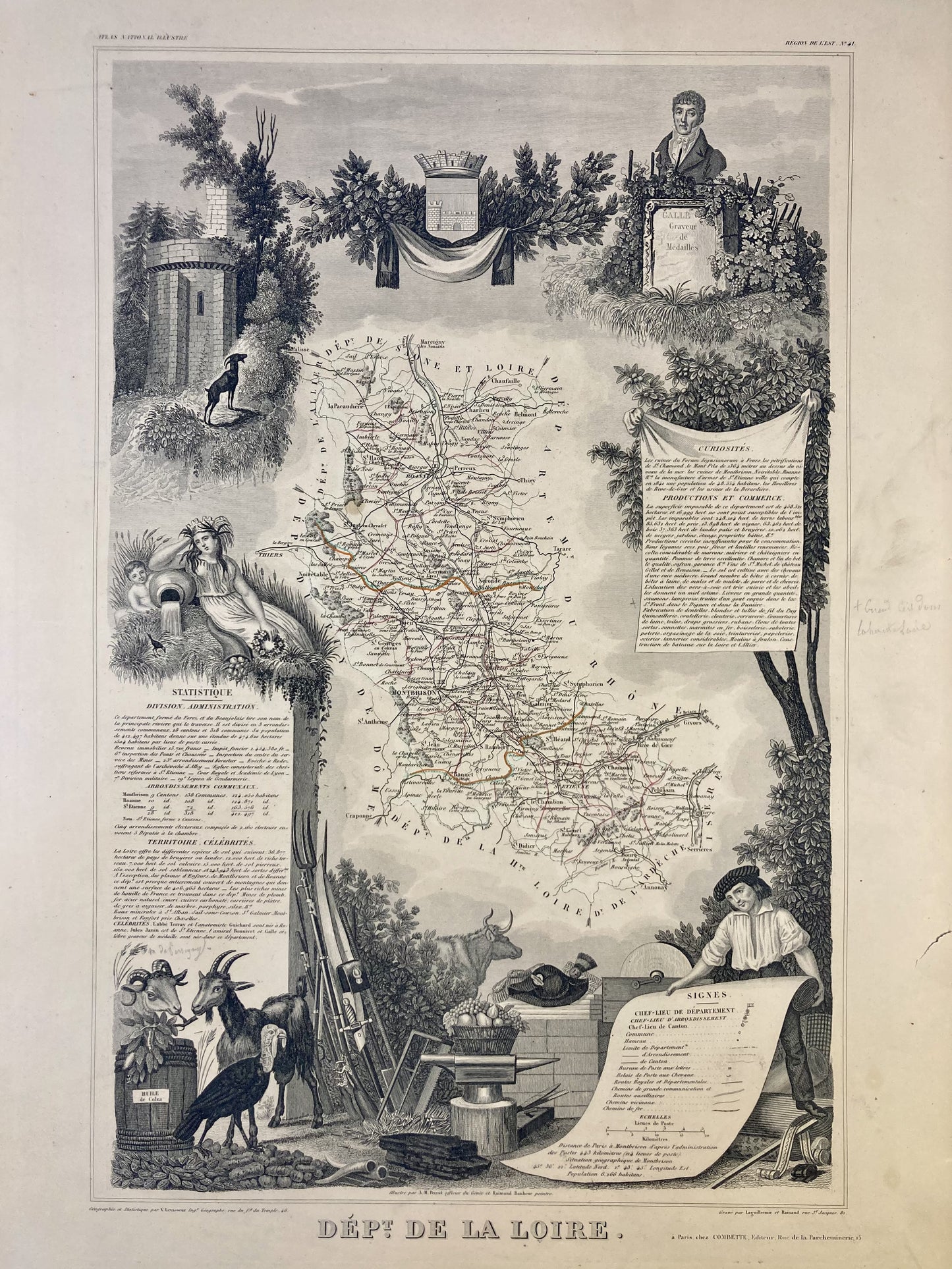 Carte ancienne illustrée de la Loire 3
