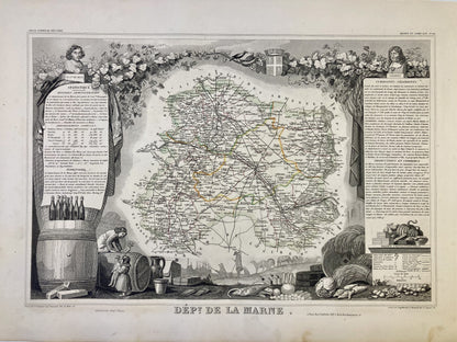Carte de la Marne avec villes et villages