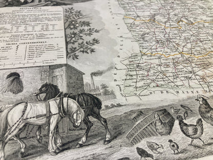 Détail de la carte ancienne illustrée de la Mayenne
