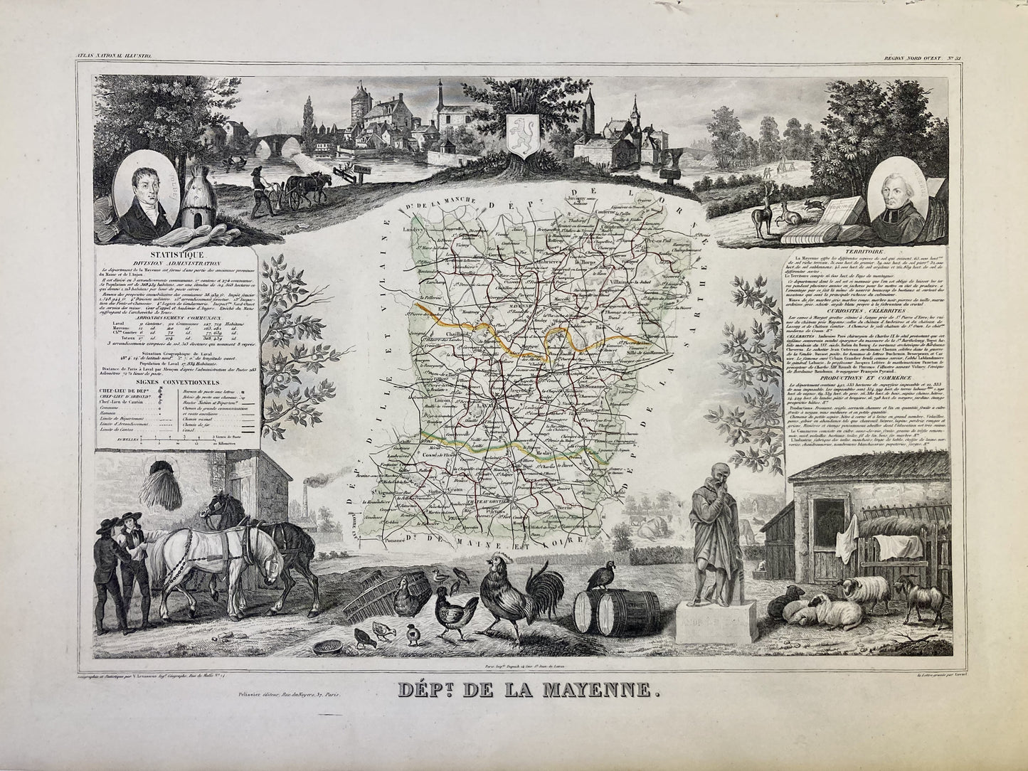 Carte ancienne illustrée de la Mayenne 4