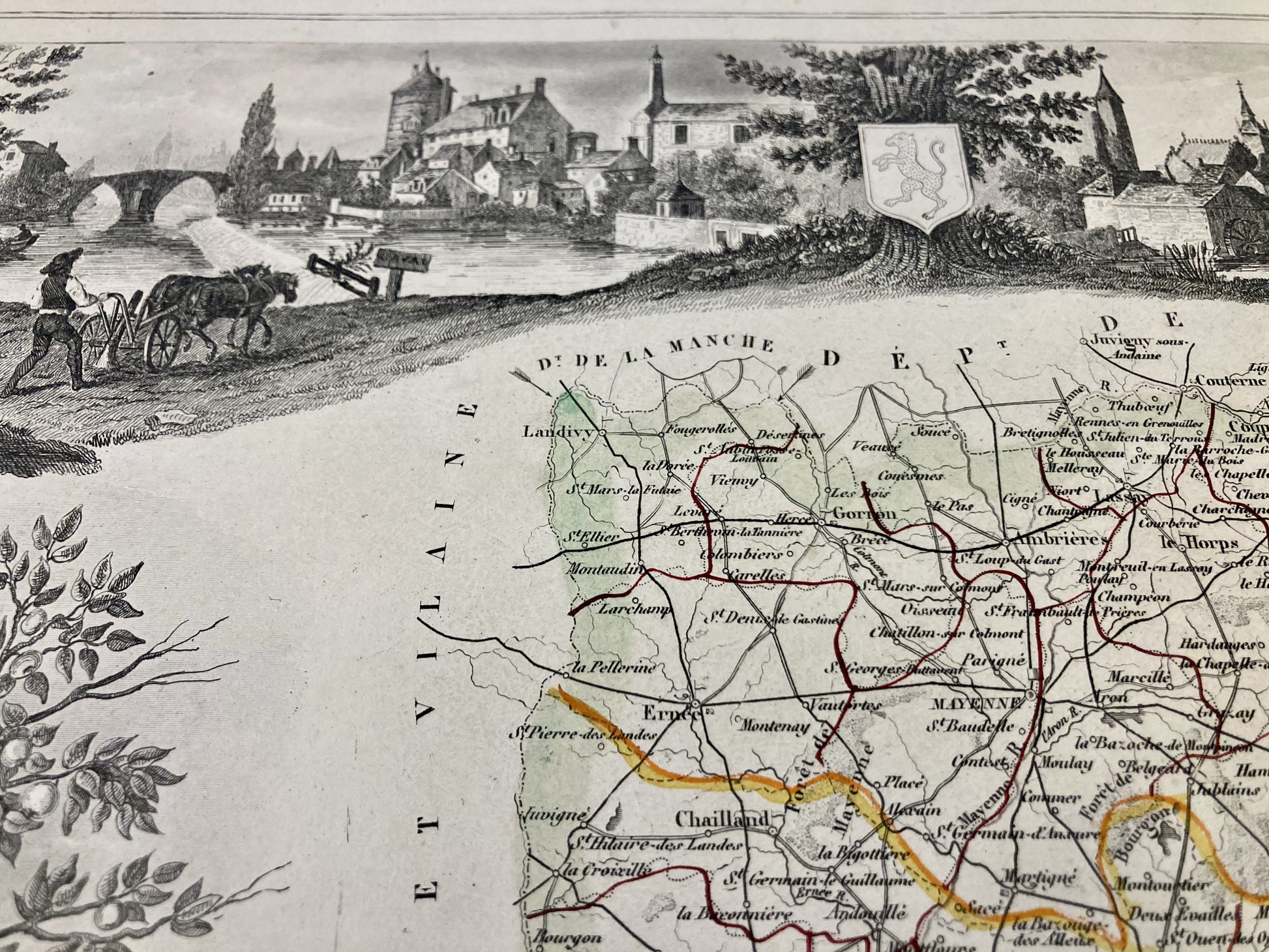Carte ancienne illustrée de la Mayenne 5