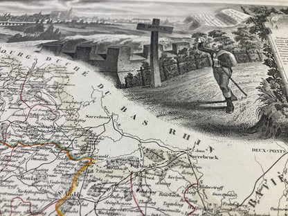 Carte ancienne illustrée de la Moselle 3