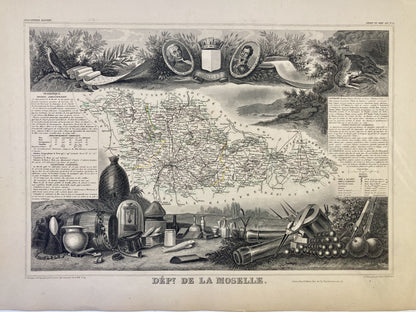 Carte ancienne illustrée de la Moselle 4