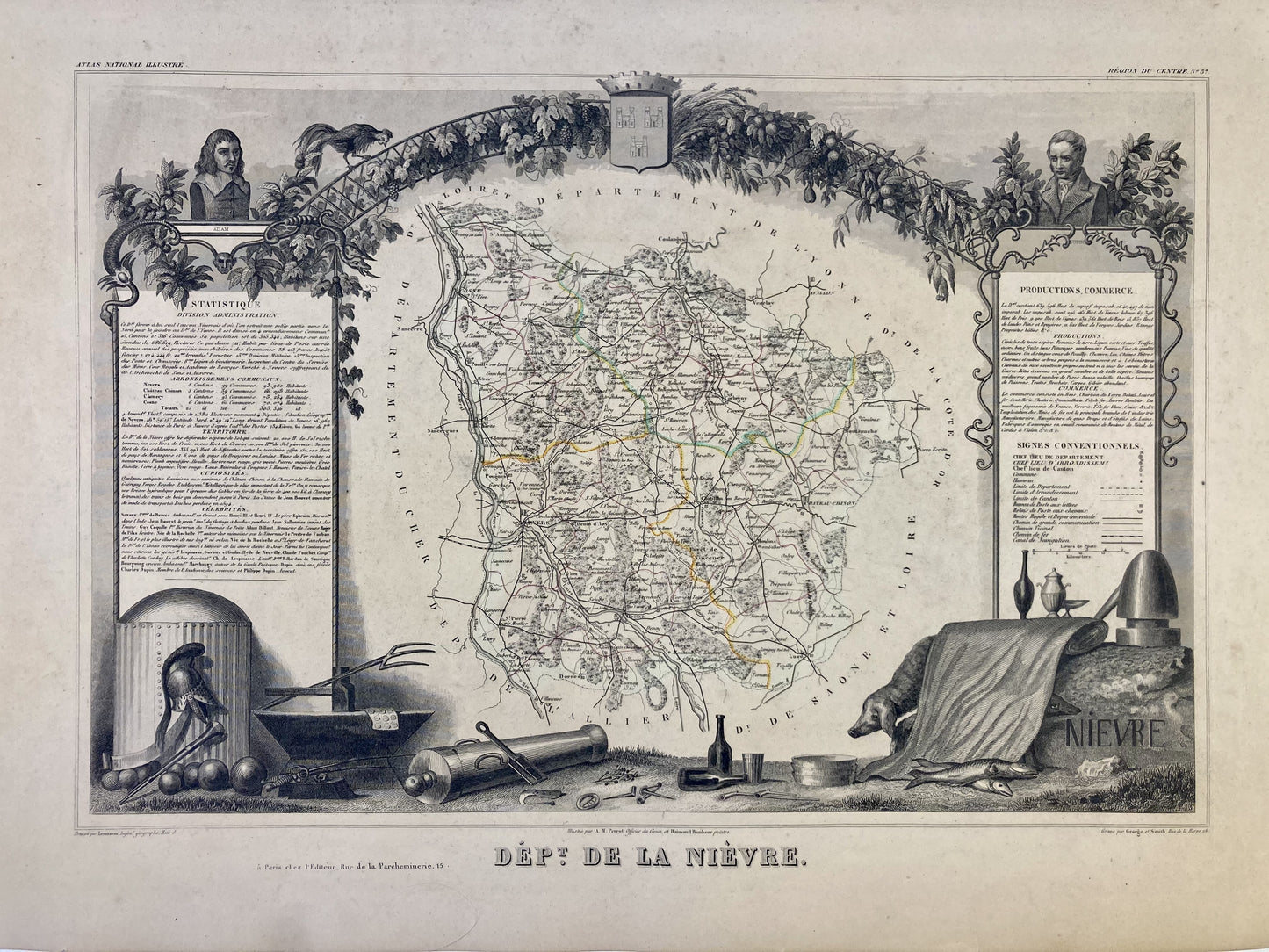 Carte ancienne illustrée de la Nièvre 4