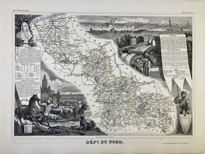 Carte ancienne illustrée du Nord