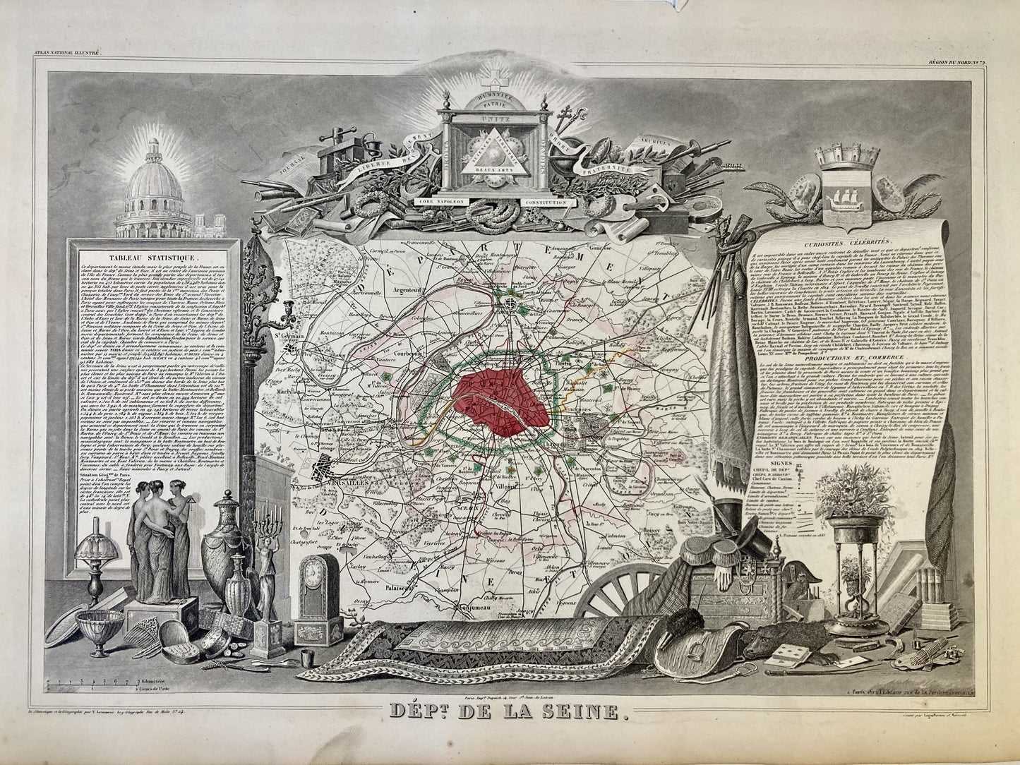 Carte ancienne illustrée de Paris