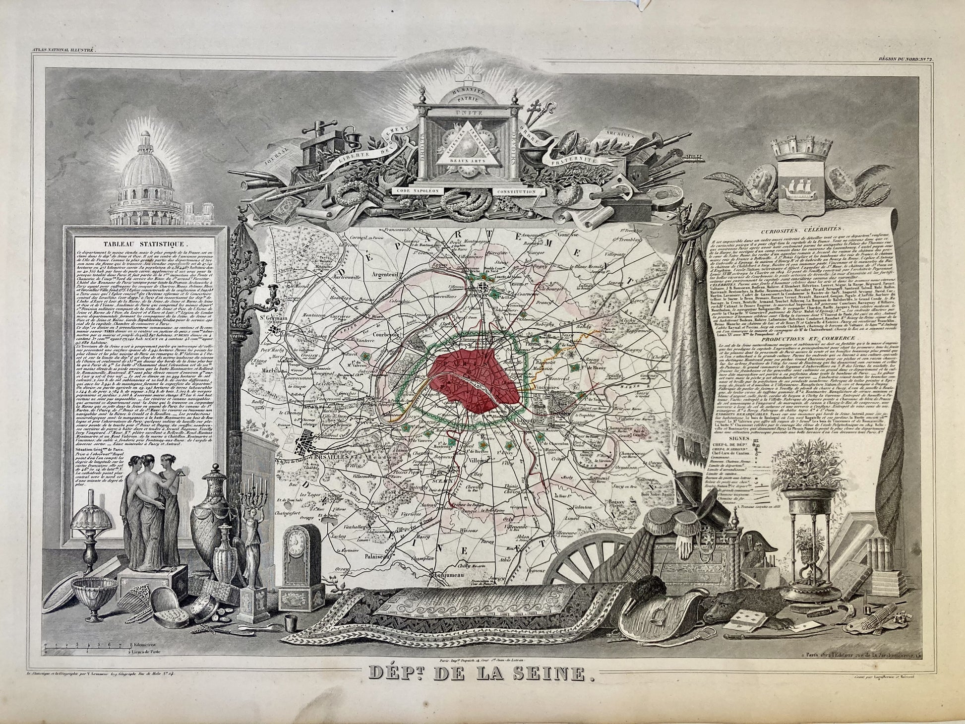 Carte ancienne illustrée de Paris