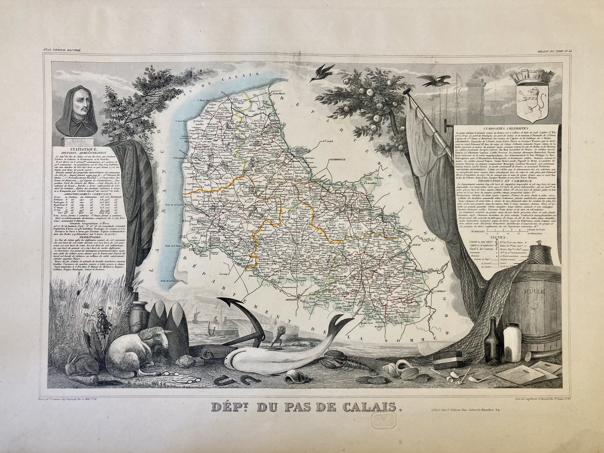 Carte ancienne illustrée du Pas-de-Calais 3