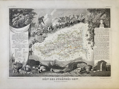 Carte ancienne illustrée des Pyrénées-Orientales 3