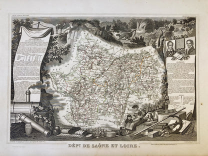 Carte ancienne illustrée de la Saône-et-Loire 4