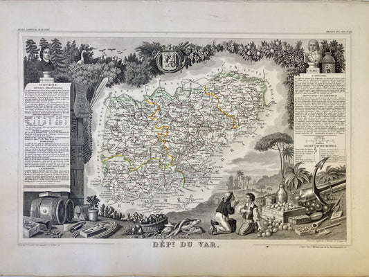 Carte ancienne illustrée du Var