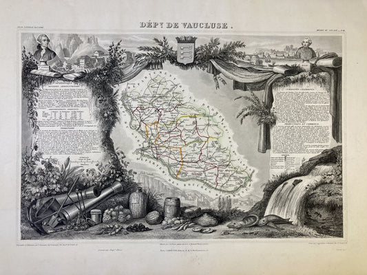 Carte ancienne illustrée du Vaucluse