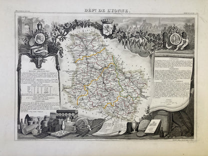 Carte ancienne illustrée de l'Yonne 4
