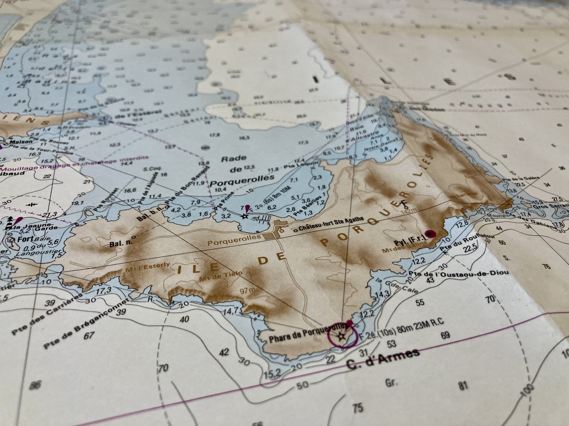Détail de la carte Marine ancienne de Giens à Camarat