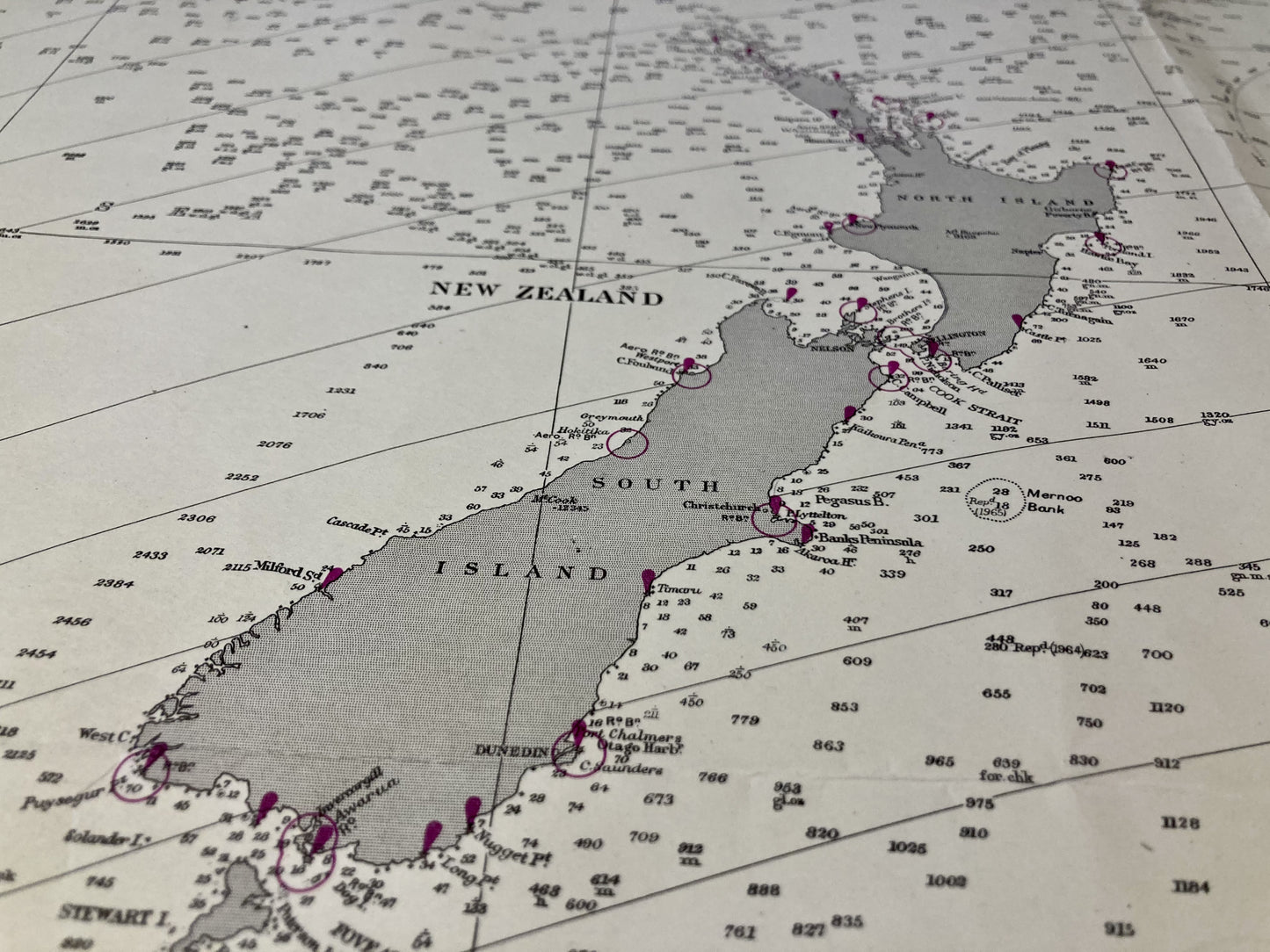 Détail de la carte Marine ancienne de la Nouvelle-Zélande