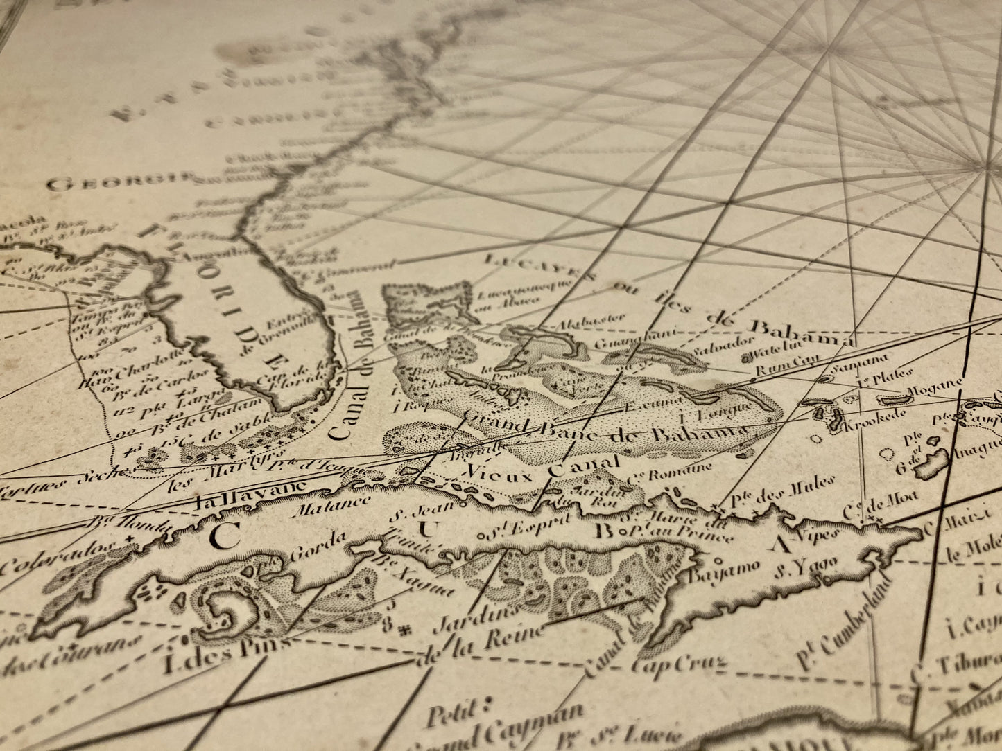 Détail de la carte Marine ancienne du Nord de l'Atlantique
