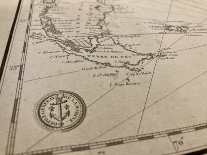 Détail de la carte marine ancienne de l'Atlantique Sud