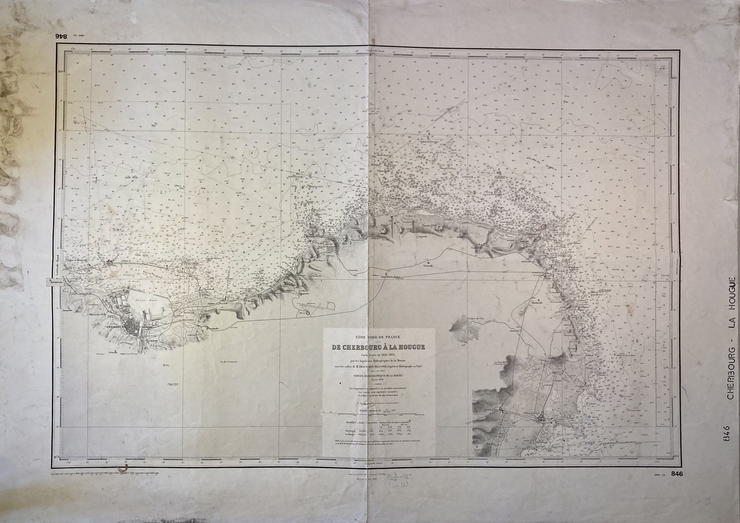 Carte Marine ancienne de Cherbourg à la Hougue