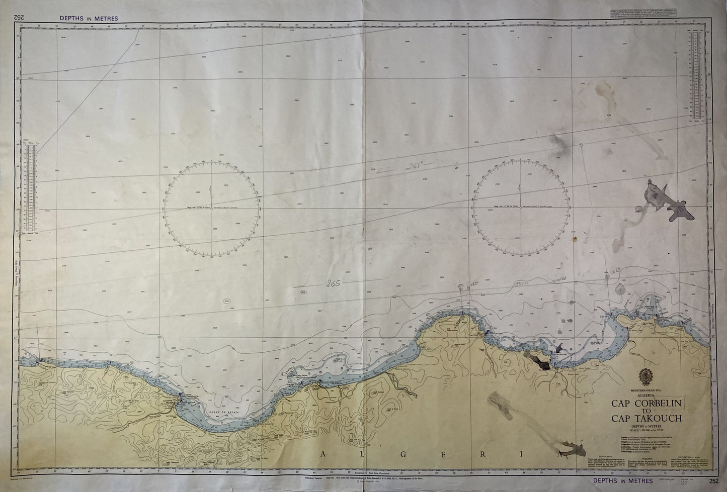 Carte Marine ancienne du Cap Corbelin au Cap Takouch